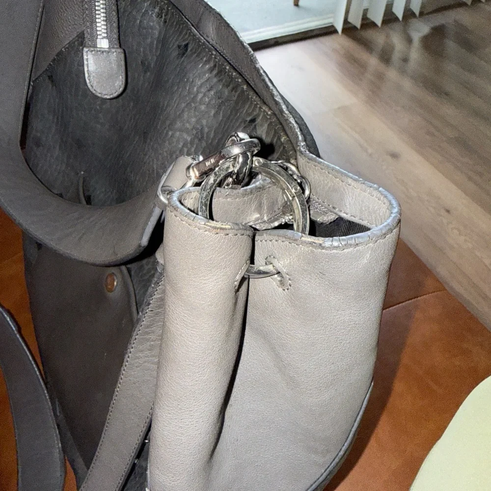 MCM Gray Leather Shoulder Bag - Picture 4 of 5